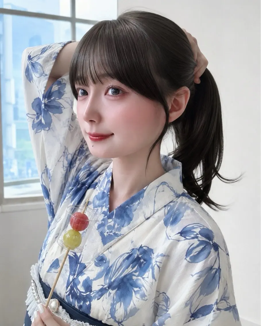 セミロング カット ヘアカラー トリートメント 表参道小顔カット前髪 割れ改善クロスパーマのヘアスタイル