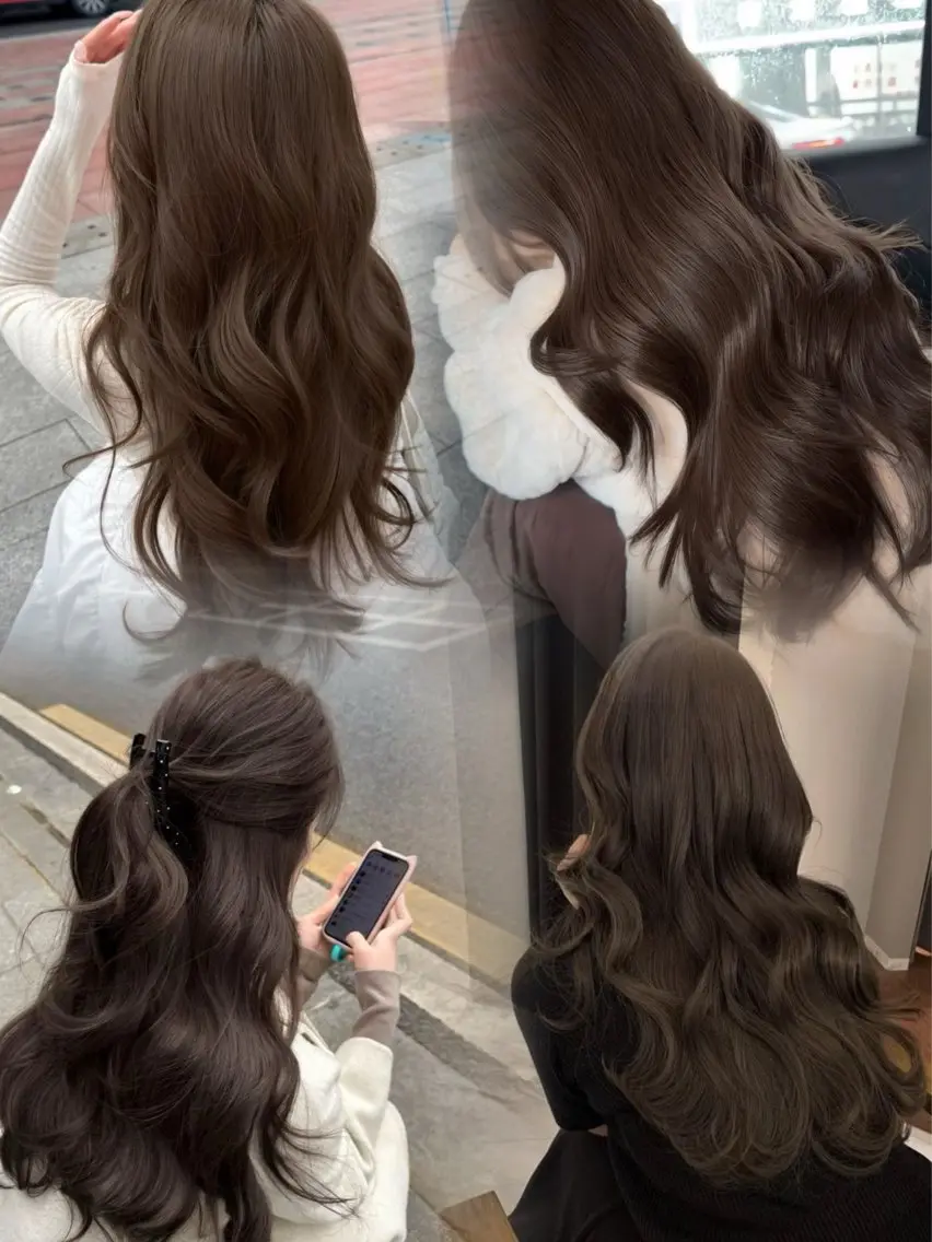ロング チョコレートブラウン 韓国風ヘア ワンホンヘア 表参道/ワンホンヘア SAAYA🖤のヘアスタイル