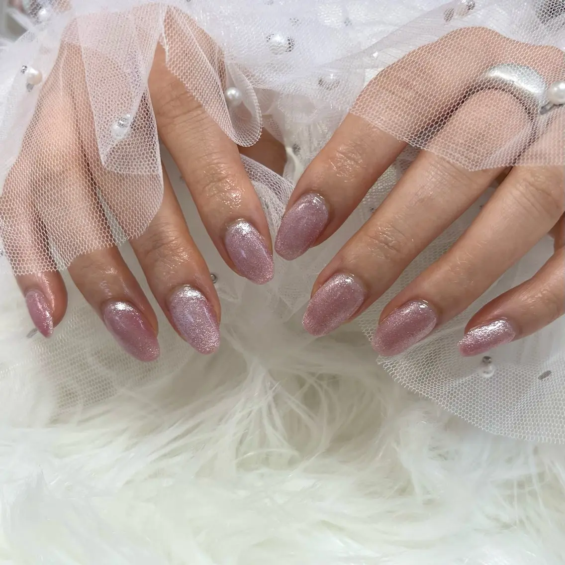 ネイル マグネットネイル ピンク 春ネイル ハンドネイル SHINE nail salonのネイルデザイン