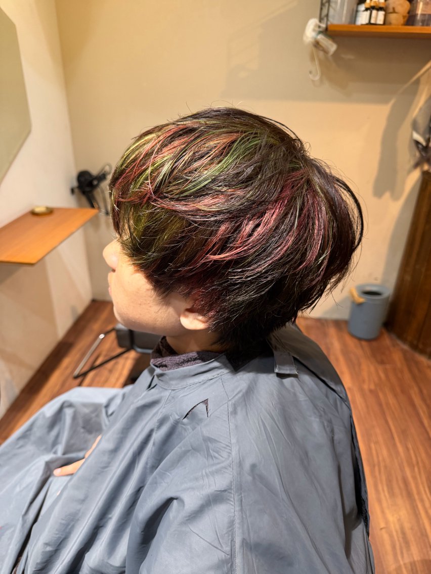 ショート カラー メンズ ヘアカラー トリートメント KURIAハイトーン /ピンクカラー/ボブのヘアスタイル