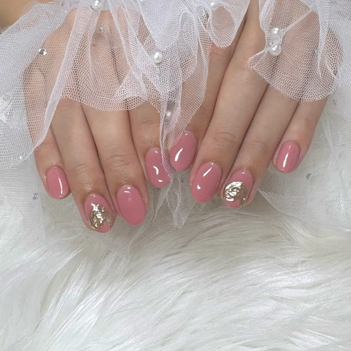 ネイル ミラーネイル ワンカラーネイル ピンク ハンドネイル SHINE nail salonのネイルデザイン