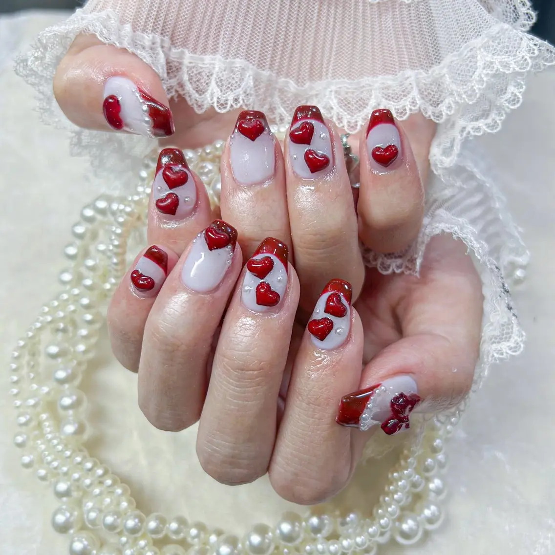 ネイル アートネイル 長さ出し フットネイル 韓国ネイル マグネットネイル ハンドネイル Minami 🍓のネイルデザイン