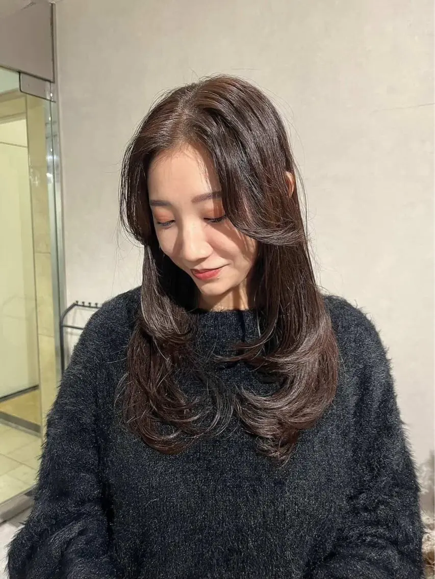 セミロング レイヤーカット カット ヘアカラー トリートメント Yurina 💖透明感カラー💖のヘアスタイル