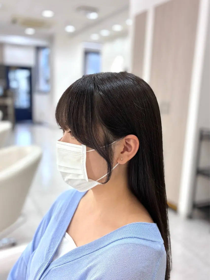 ロング 顔周りカット 韓国風ヘア カット ヘアカラー トリートメント 髪質改善‪✕‬艶髪 ／Hinataのヘアスタイル