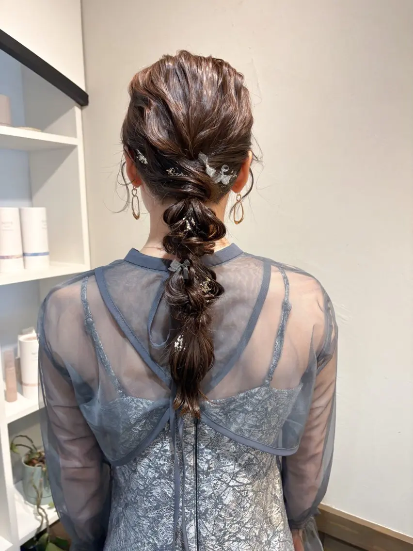 セミロング ヘアアレンジ ヘアセット アレンジ/新宿 透明感カラー/ヤノのヘアスタイル