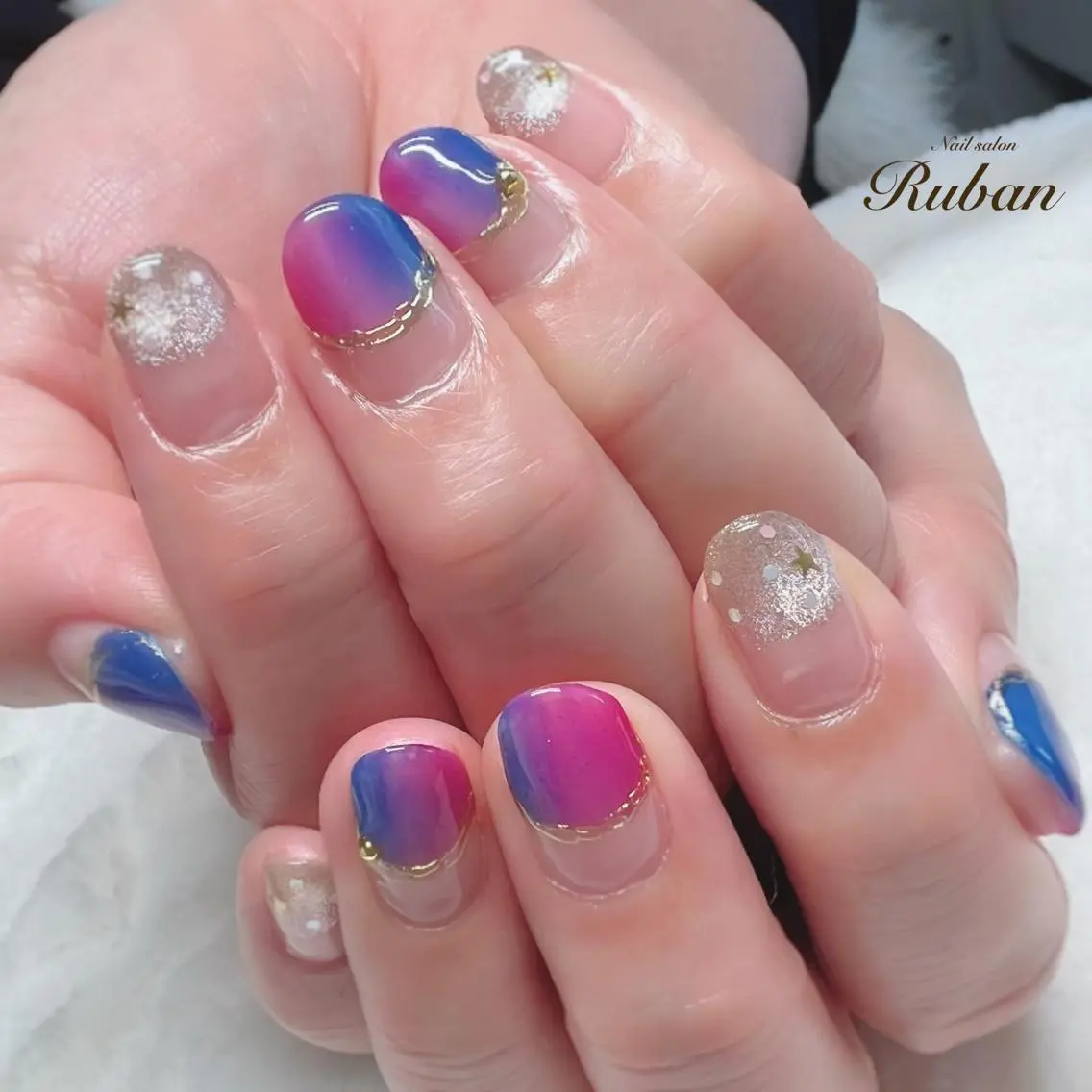 ネイル グラデーション ミラーネイル Nail salon Rubanのネイルデザイン