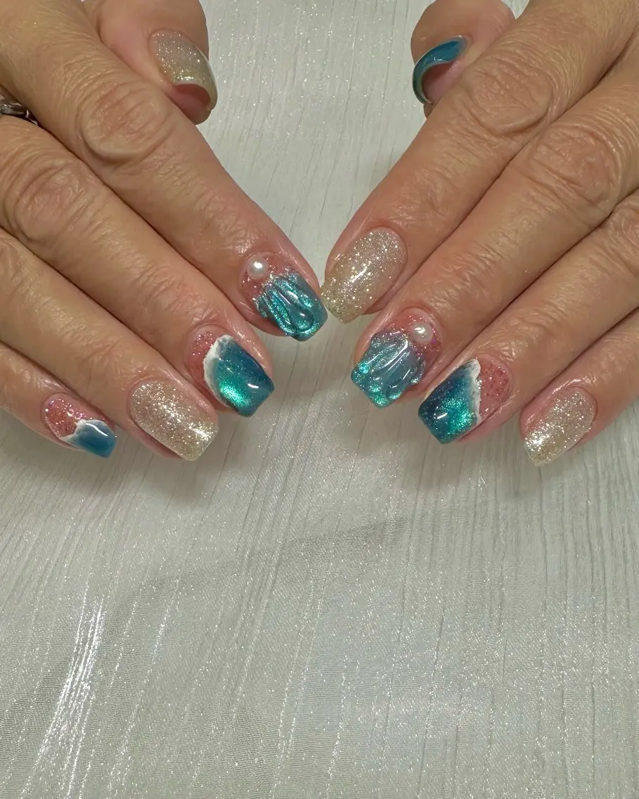 ネイル ブルー ハンドネイル Sei ｜ cres nailのネイルデザイン