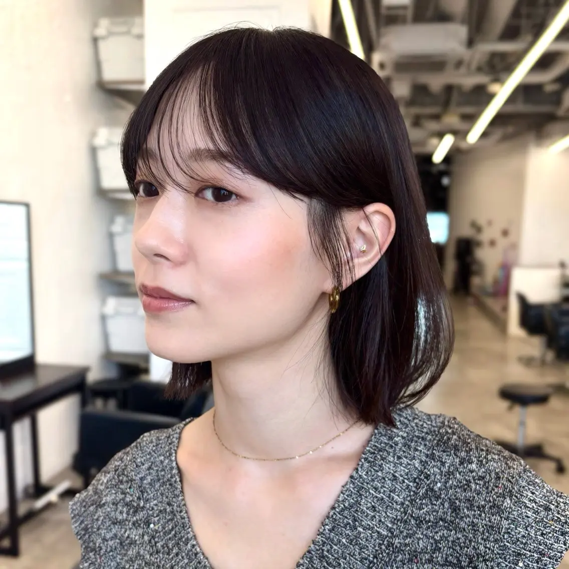 ミディアム カラー 透明感カラー ラベンダーカラー ボブ くびれヘア カット ヘアカラー トリートメント 顔まわり🥨レイヤー /透明感/水口舞奈のヘアスタイル