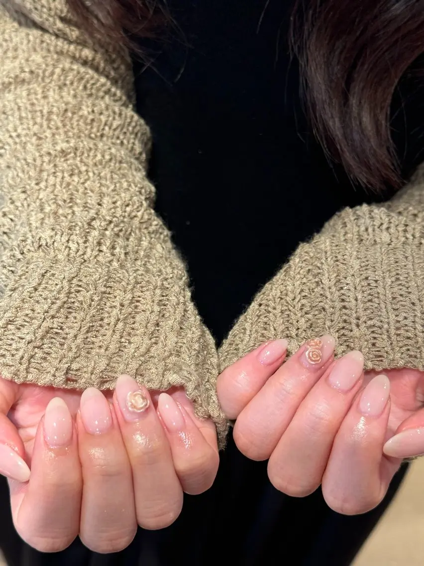 ネイル アートネイル オーロラネイル チークネイル フレンチネイル ガラスフレンチ 🎀🎀YooLi Nail Salonのネイルデザイン