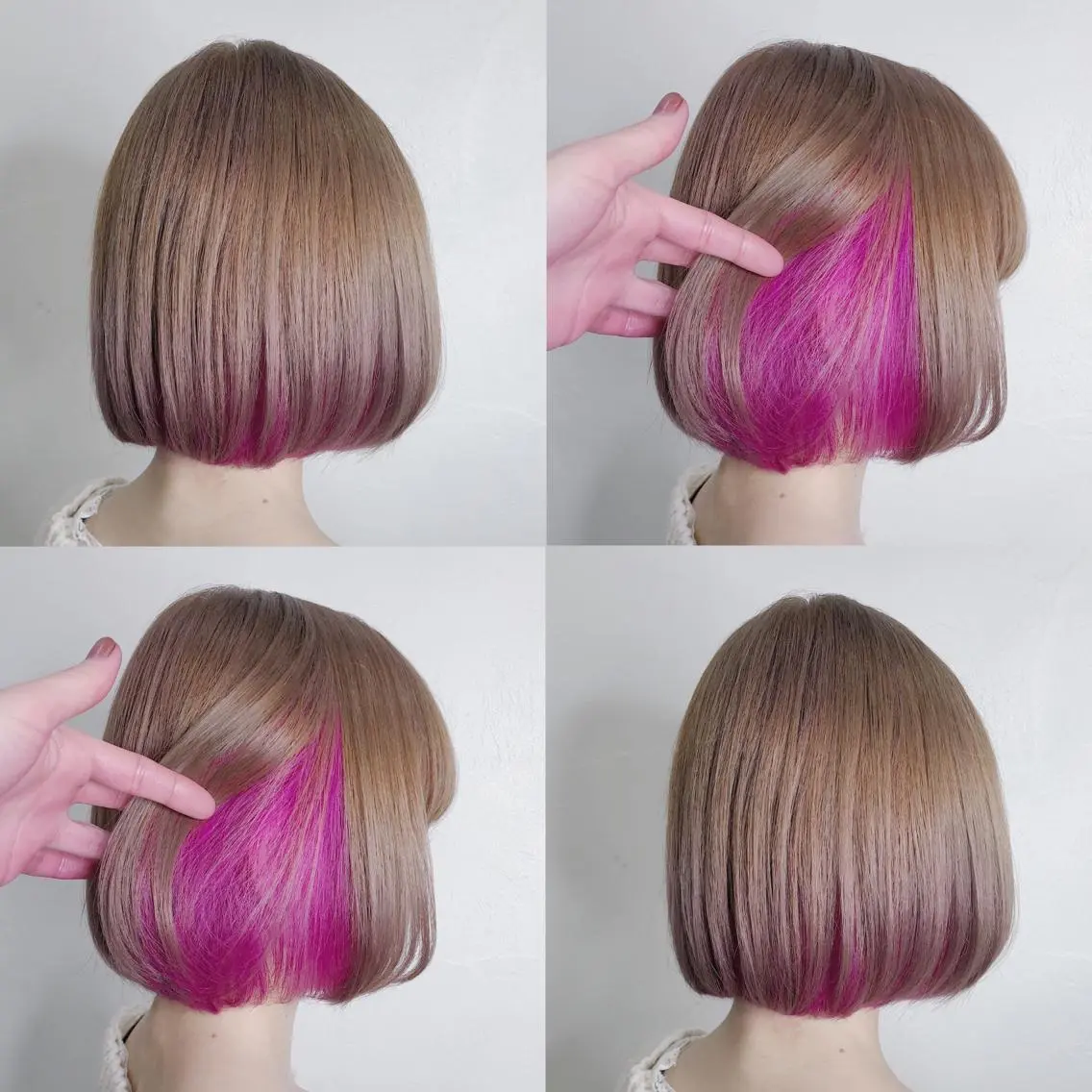 ショート カラー ヘアアレンジ メンズ キッズ ピンクカラー ヘアカラー トリートメント ヘアセット 💟Chloe原宿店 🩶ハイトーンのヘアスタイル