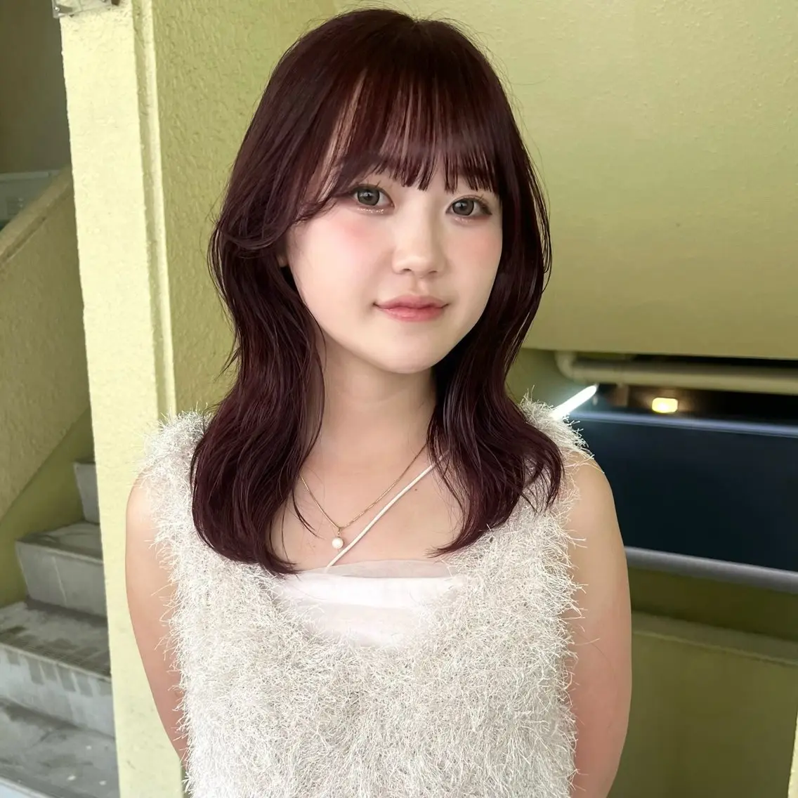 ミディアム カラー カシス 透明感カラー レッドカラー カット ヘアカラー トリートメント レイヤー/縮毛矯正/ 暖色/mao🎀のヘアスタイル