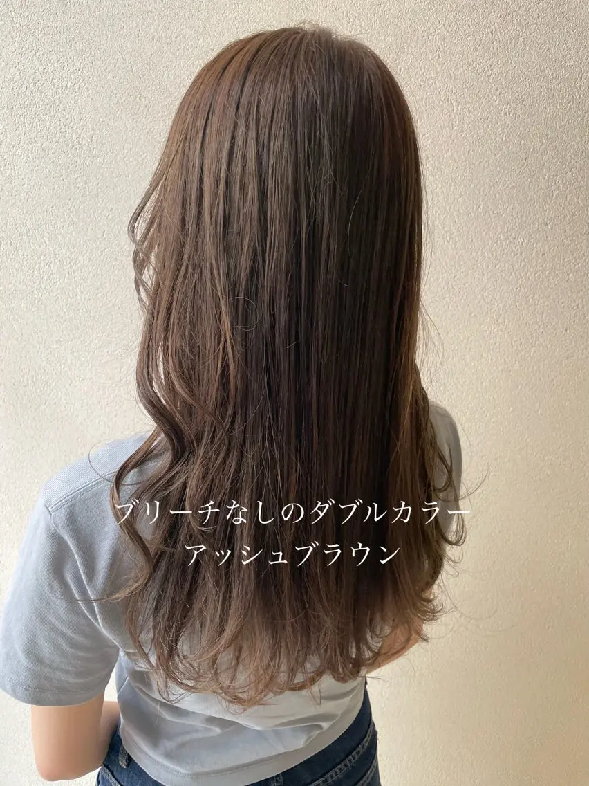 ロング カラー アッシュ アッシュブラウン ブリーチ ブラウンカラー 透明感カラー ヘアカラー 沢田 瞳のヘアスタイル