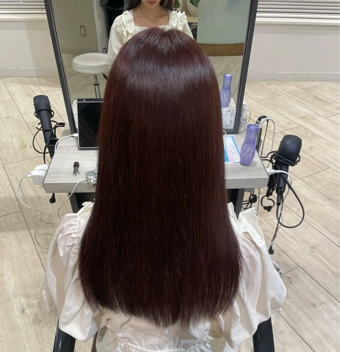 ロング ピンクブラウン すみれ✨レイヤー 🫧透明感カラーのヘアスタイル