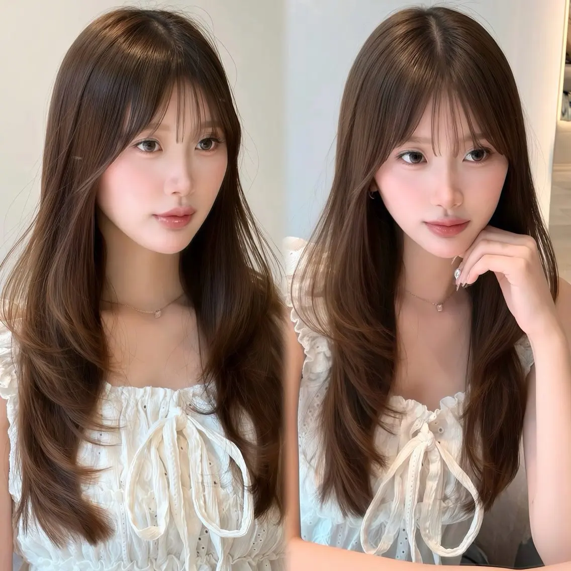 ロング カット ヘアカラー トリートメント 顔周り/レイヤー/ 銀座/kaede🎀のヘアスタイル