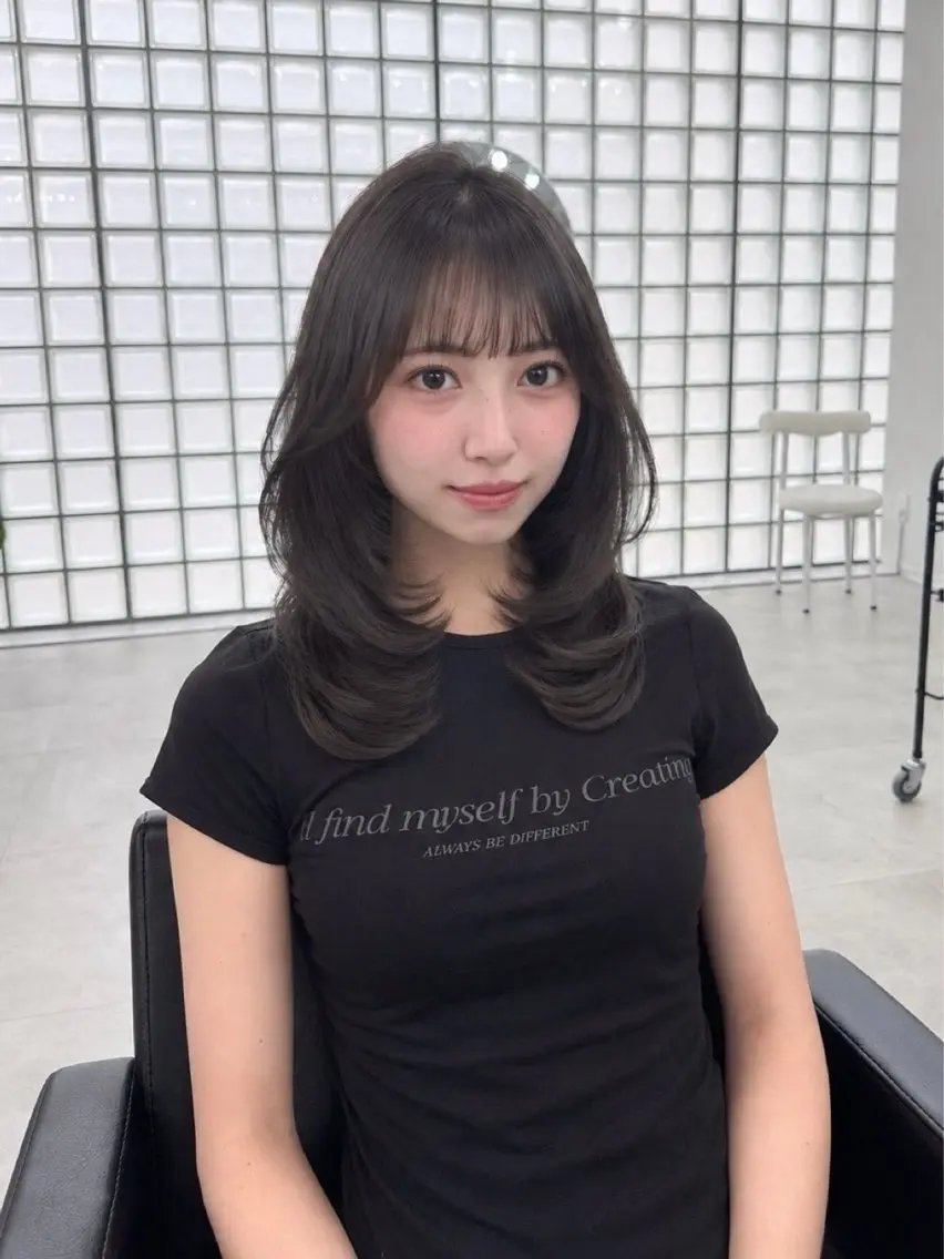 ミディアム カット ヘアカラー トリートメント 💎神戸三宮puty _ai✨💎のヘアスタイル