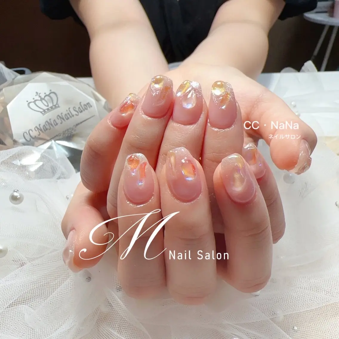 【初回オフ無料★ケア込み】✨氷ワンホンネイル✨ジェル色チェン可能 【すぐ予約OK】厚み出し込み🤍パラジェル追加可能🉑の写真