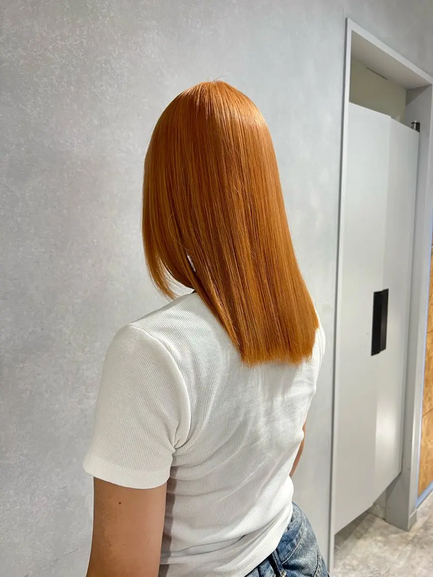 ミディアム カラー オレンジ ヘアカラー トリートメント ayaka 🌿.∘のヘアスタイル