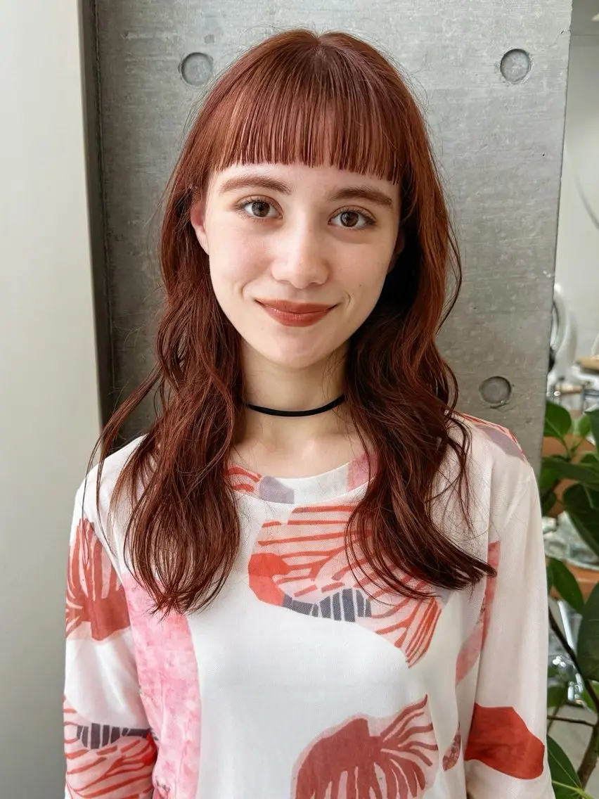 ミディアム カラー オレンジ レッドカラー ❤️アヤカ レイヤーカット❤️のヘアスタイル