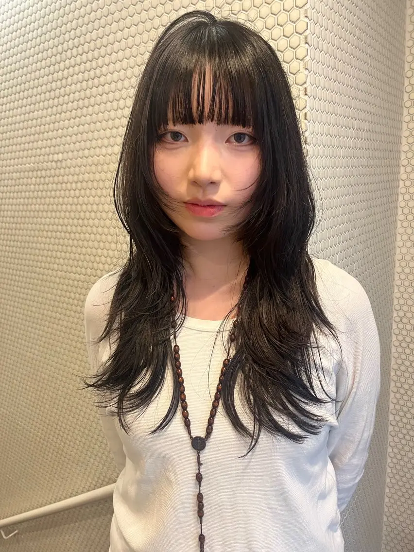 ロング ハッシュカット レイヤーカット カット レイヤー/暖色/ 髪質改善/永礼芳果のヘアスタイル
