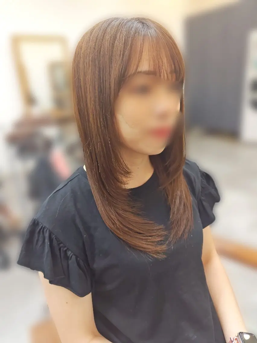 ロング 顔周りカット ハッシュカット 韓国風ヘア レイヤーカット 澤田 あきのヘアスタイル