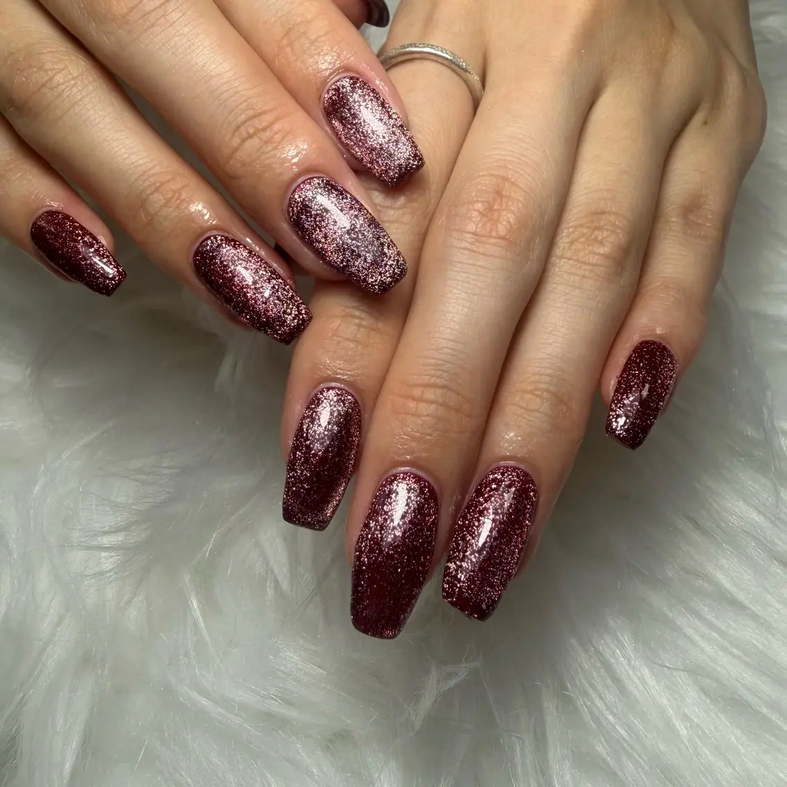 ネイル ボルドー フラッシュネイル フラッシュマグ ハンドネイル L'ino nailのネイルデザイン