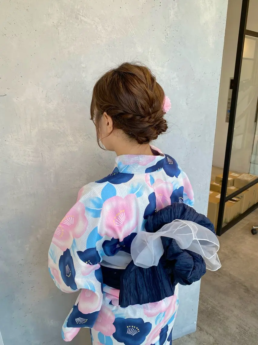 ヘアアレンジ 浴衣 レイヤーカット✂︎池 袋個室サロンkumaのヘアスタイル