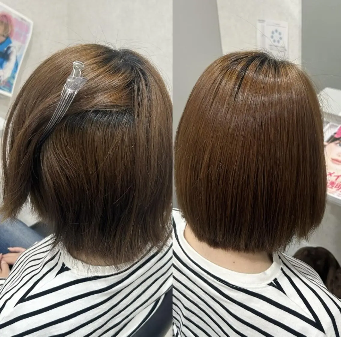 ミディアム パーマ 髪質改善 柔らかい縮毛矯正/ ボブ/北林のヘアスタイル