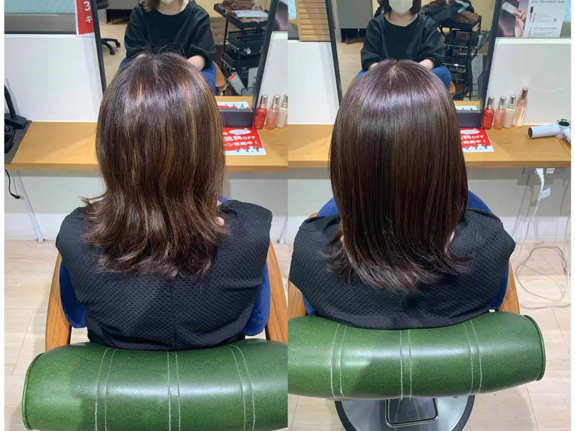 ミディアム カラー ブラウンカラー オリーブブラウン パラッチ MIKAのヘアスタイル