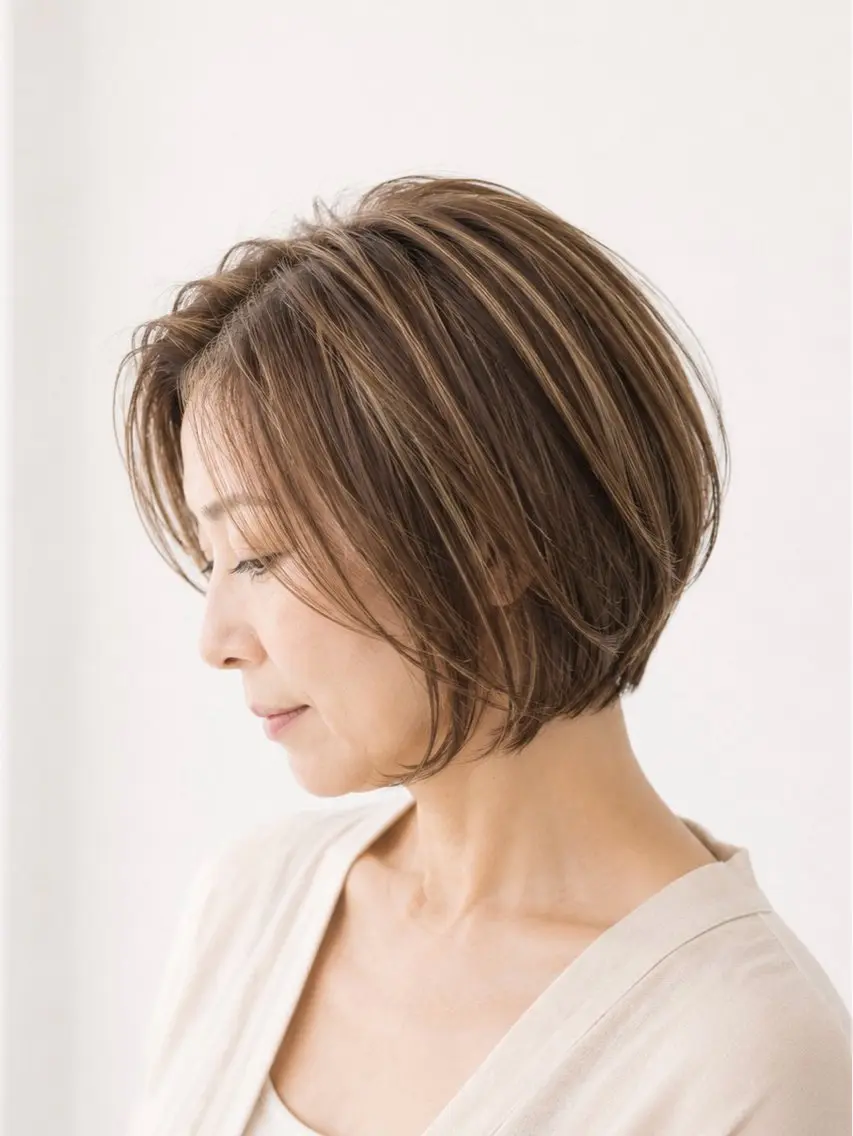 ショート カラー 透明感カラー ハイライトカラー イルミナカラー ボブ ハイライト ヘアカラー ✨白髪ぼかし/ ショート✨吉岡 弘のヘアスタイル