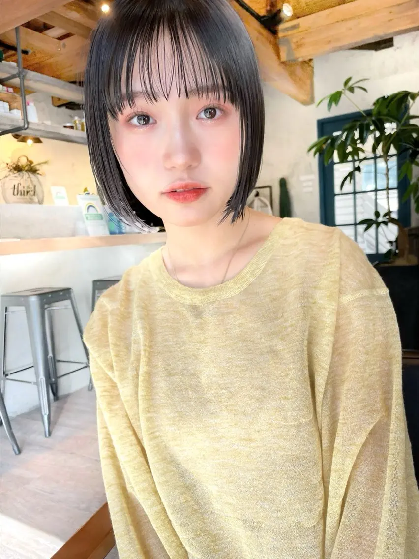 ショート カラー 切りっぱなしボブ ボブレイヤー ボブ くびれヘア 顔まわりレイヤー カット ヘアカラー 結べるレイヤーボブ くびれLady表参道のヘアスタイル