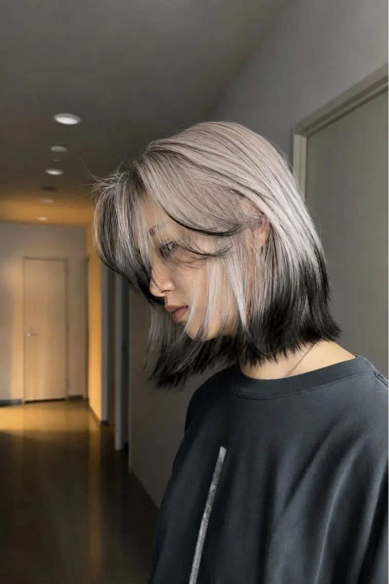 セミロング カラー ベージュカラー 黒髪 ブリーチ デザインカラー インナーカラー カット ヘアカラー トリートメント 小田 晃瑛のヘアスタイル