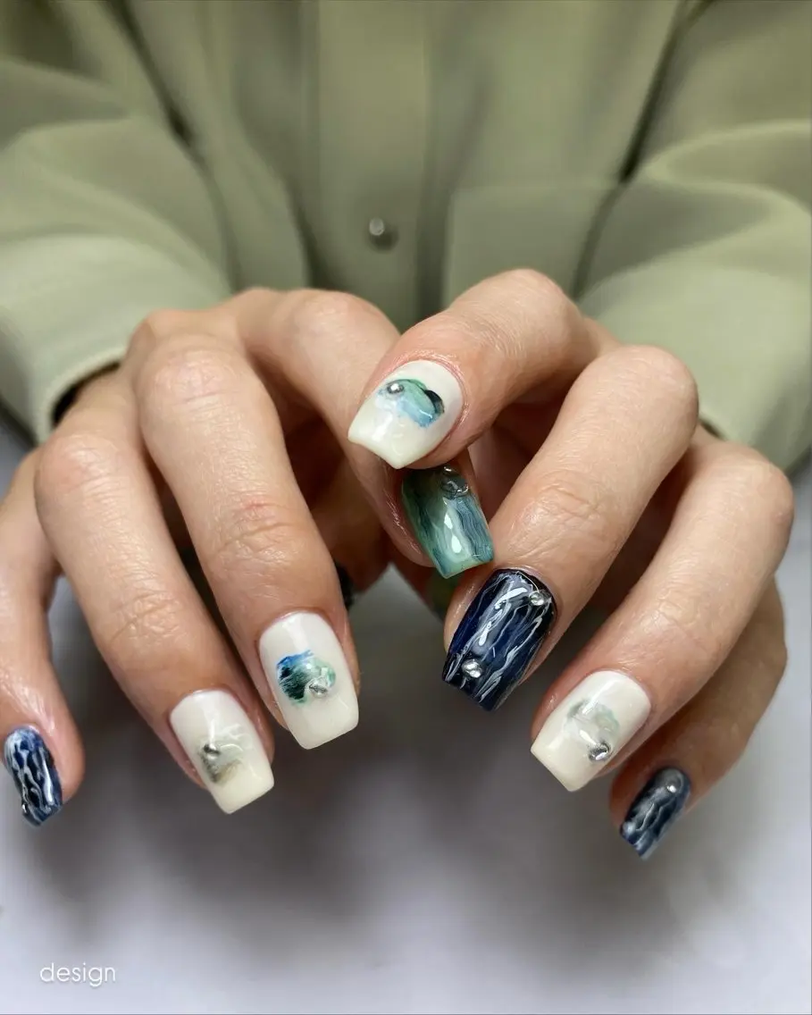 ネイル 成人式 フラッシュネイル フレンチネイル ジェルネイル マグネットネイル ハンドネイル 草加ニュアンスネイル 🌚hersのネイルデザイン