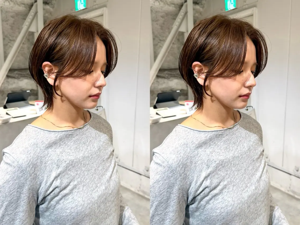 ショート カット ヘアカラー トリートメント 骨格診断で絶対可愛い ✨丸みショート✨凌弥のヘアスタイル