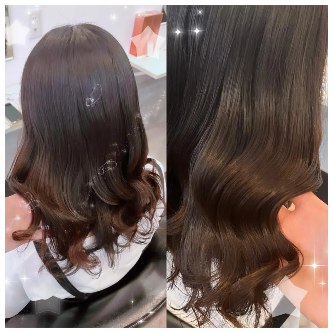 ミディアム カラー シールエクステ バレイヤージュ 黒髪 ブリーチ ブルーカラー セキグチ💞 lilaのマツエク・マツパデザイン