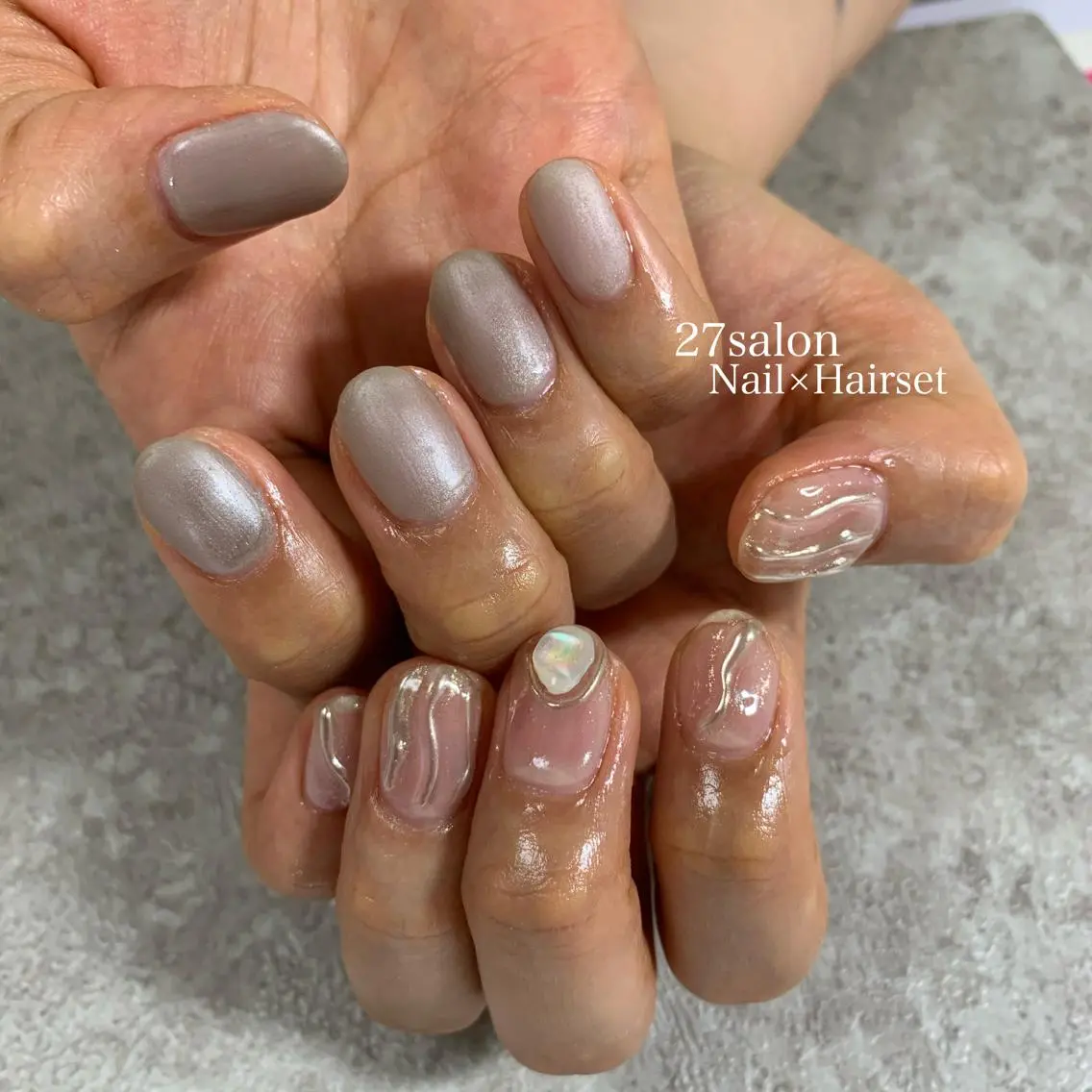 ネイル マットネイル ミラーネイル 27salon yuinaのネイルデザイン