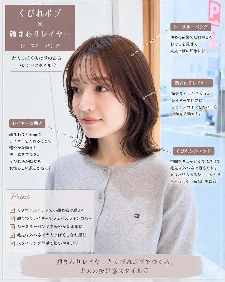 ミディアム カット ヘアカラー トリートメント ハッシュカット🏆/ レイヤー🏆/福本凌のヘアスタイル