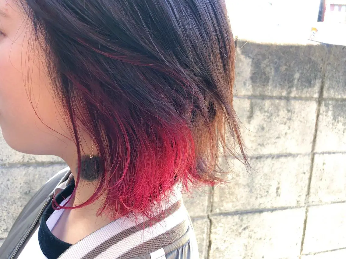 ショート カラー インナーカラー レッドカラー 髪質改善、エクステ 山口卓哉のヘアスタイル
