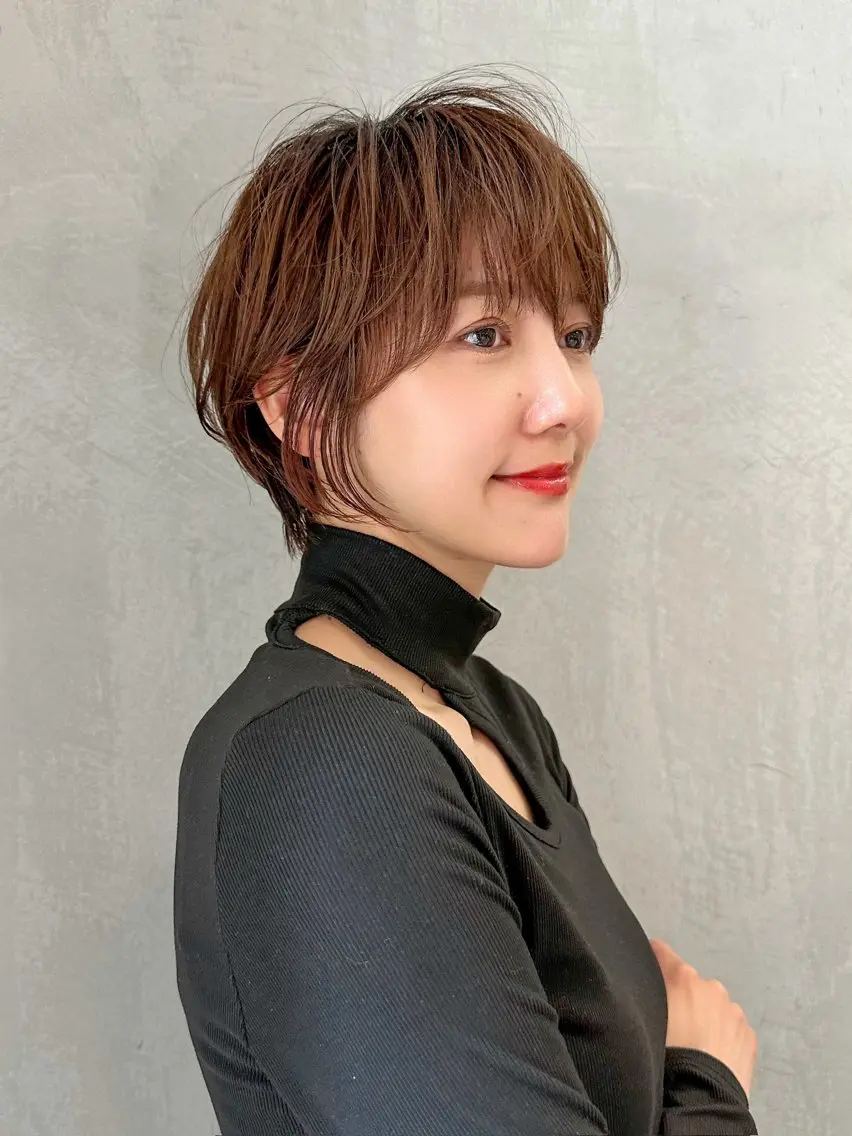 ショート ショートヘア 小顔カット カット ヘアカラー トリートメント ヘッドスパ 縮毛矯正/レイヤー taiga🐯のヘアスタイル