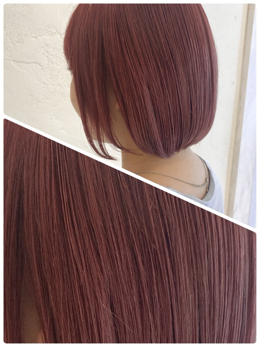 カラー ブラウンカラー ピンクカラー ボブ カット ヘアカラー トリートメント マネージャー× 髪質改善×ウルトワのヘアスタイル