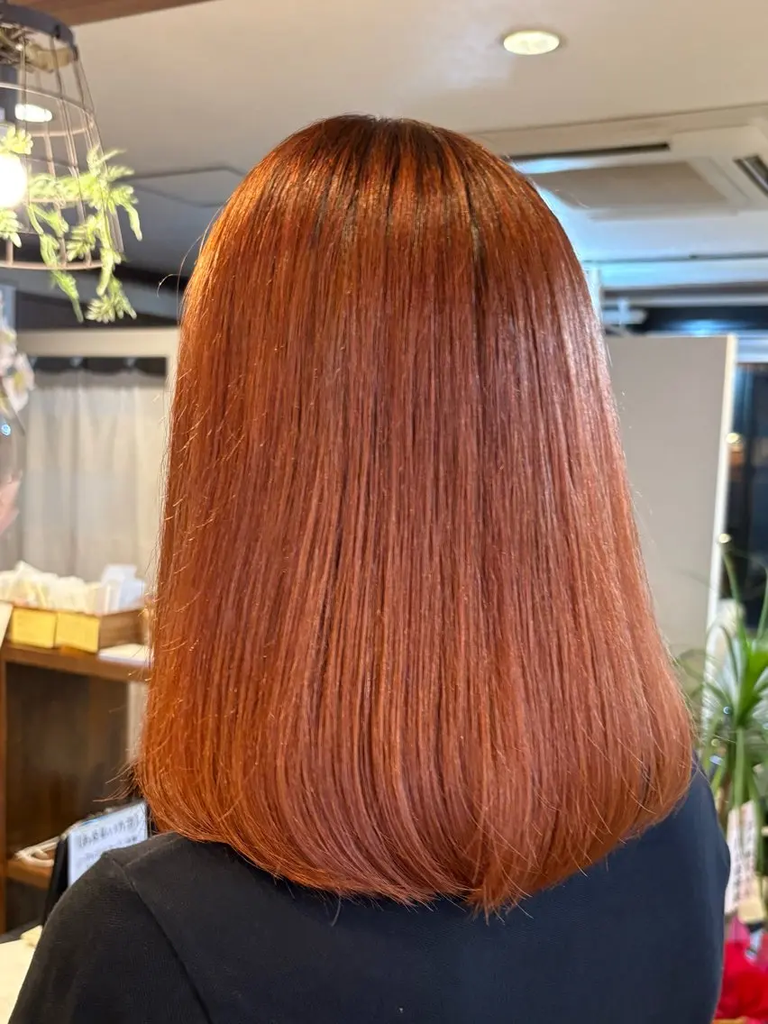 ミディアム カラー ブリーチ オレンジ Natsu 。のヘアスタイル
