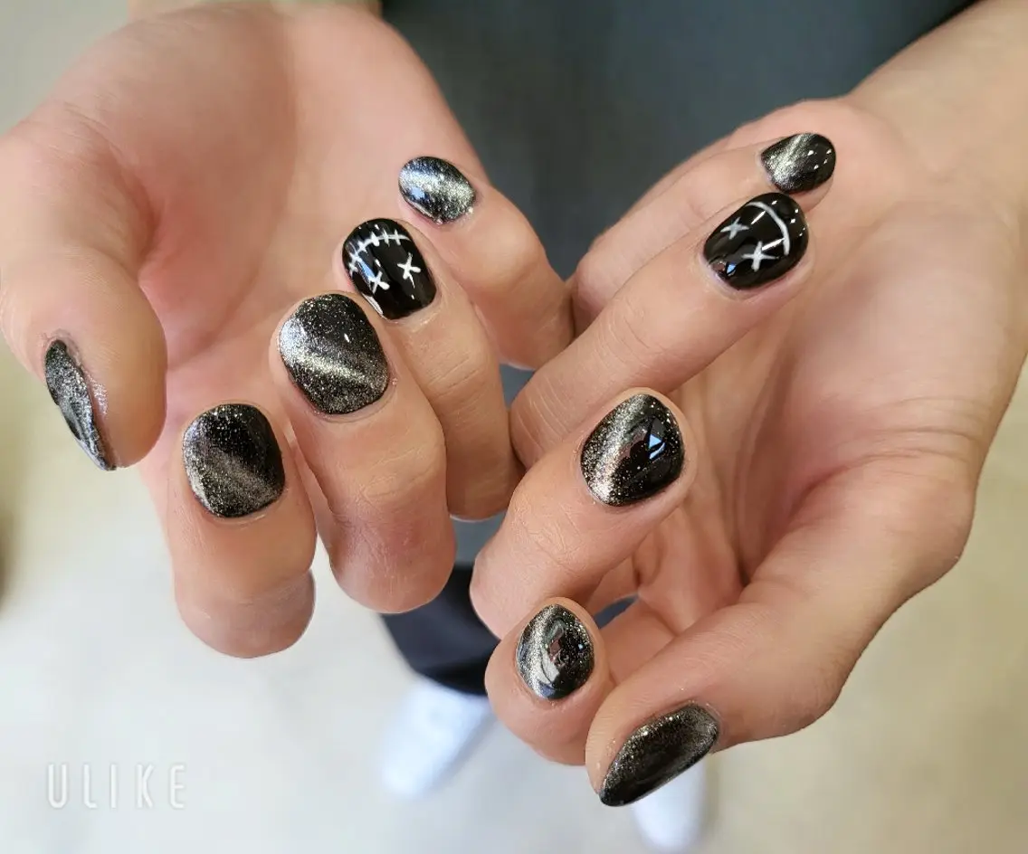 ネイル アートネイル ハロウィン マグネットネイル メンズネイル 持ち込み ハンドネイル Noah'snail   のネイルデザイン
