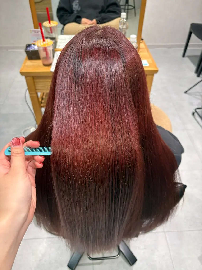 ロング 髪質改善 縮毛矯正 トリートメント 酸熱トリートメント ヘアカラー カラーモデル募集 🤍momoha🤍のヘアスタイル
