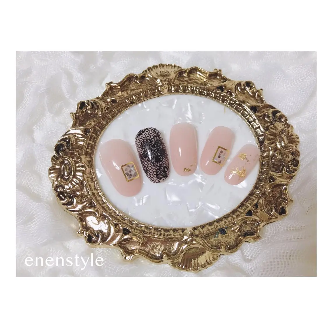 ショート ネイル ジェルネイル レース ニュアンスネイル オフィスネイル ワンカラーネイル ハンドネイル 🐾enen style 🐾のネイルデザイン