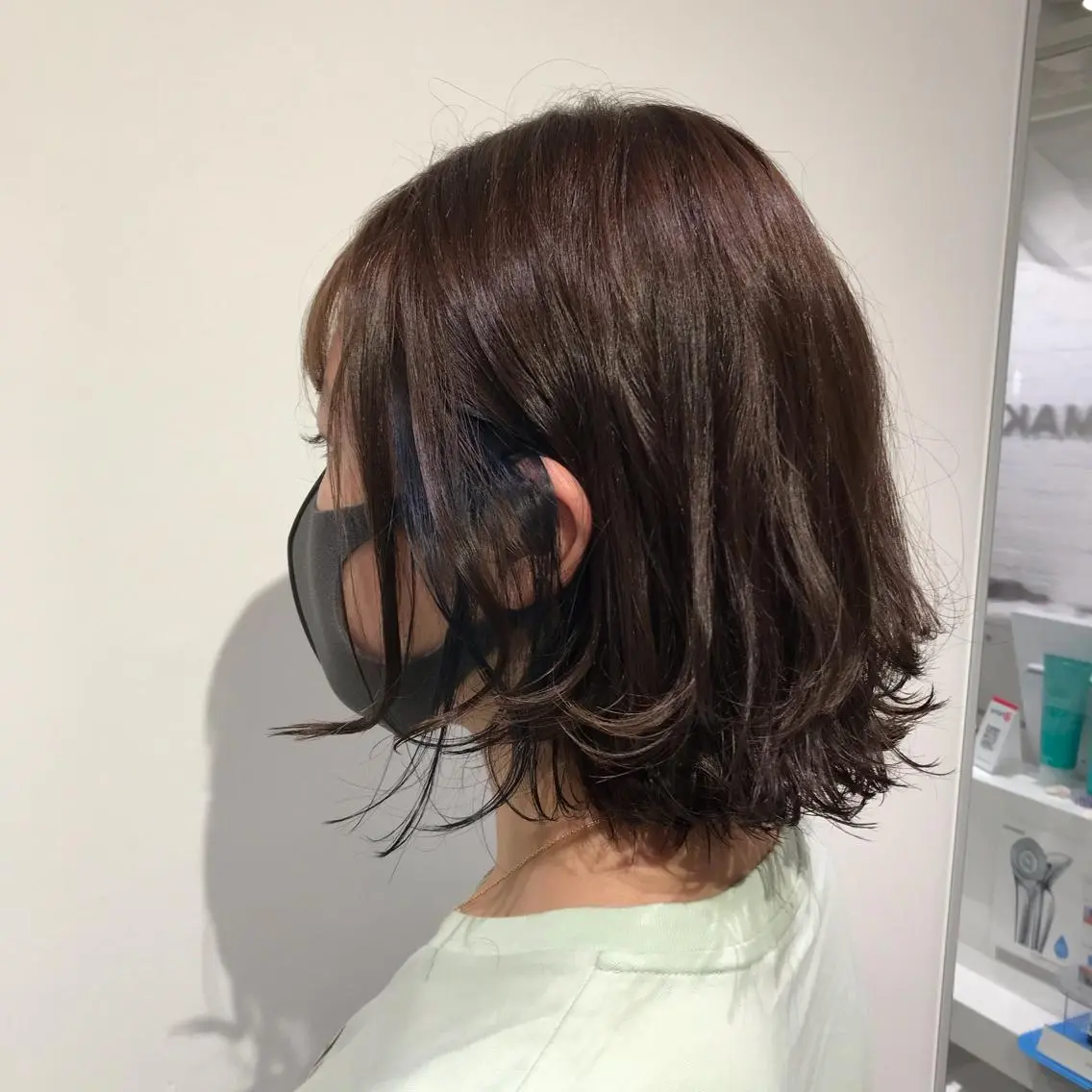 ミディアム カラー ブルーカラー イヤリングカラー グレージュ ラベンダーカラー ラベンダーグレージュ ヘアカラー トリートメント 【暖色カラー特化】 中山由梨のヘアスタイル