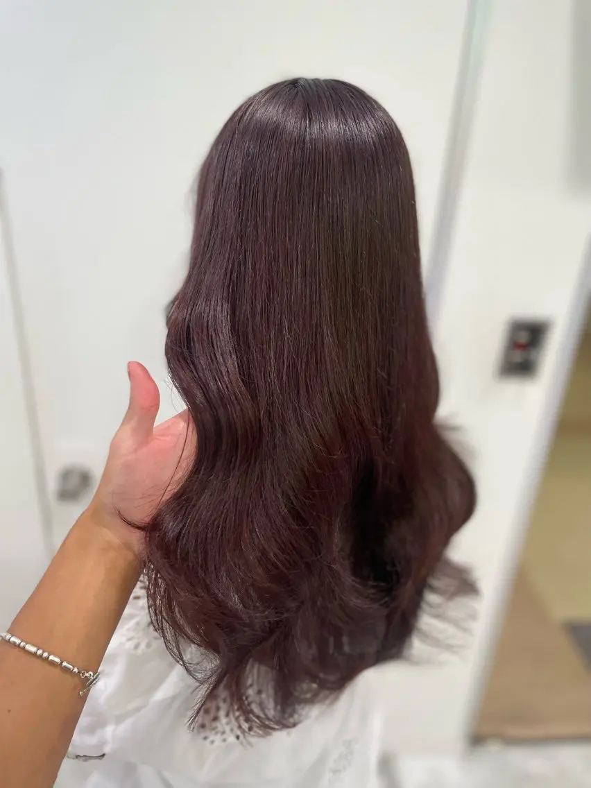 ミディアム カラー ヘアカラー トリートメント ヘッドスパ ヘアセット 大人っぽ♡上品な暖色 ♡ブリーチなし♡のヘアスタイル