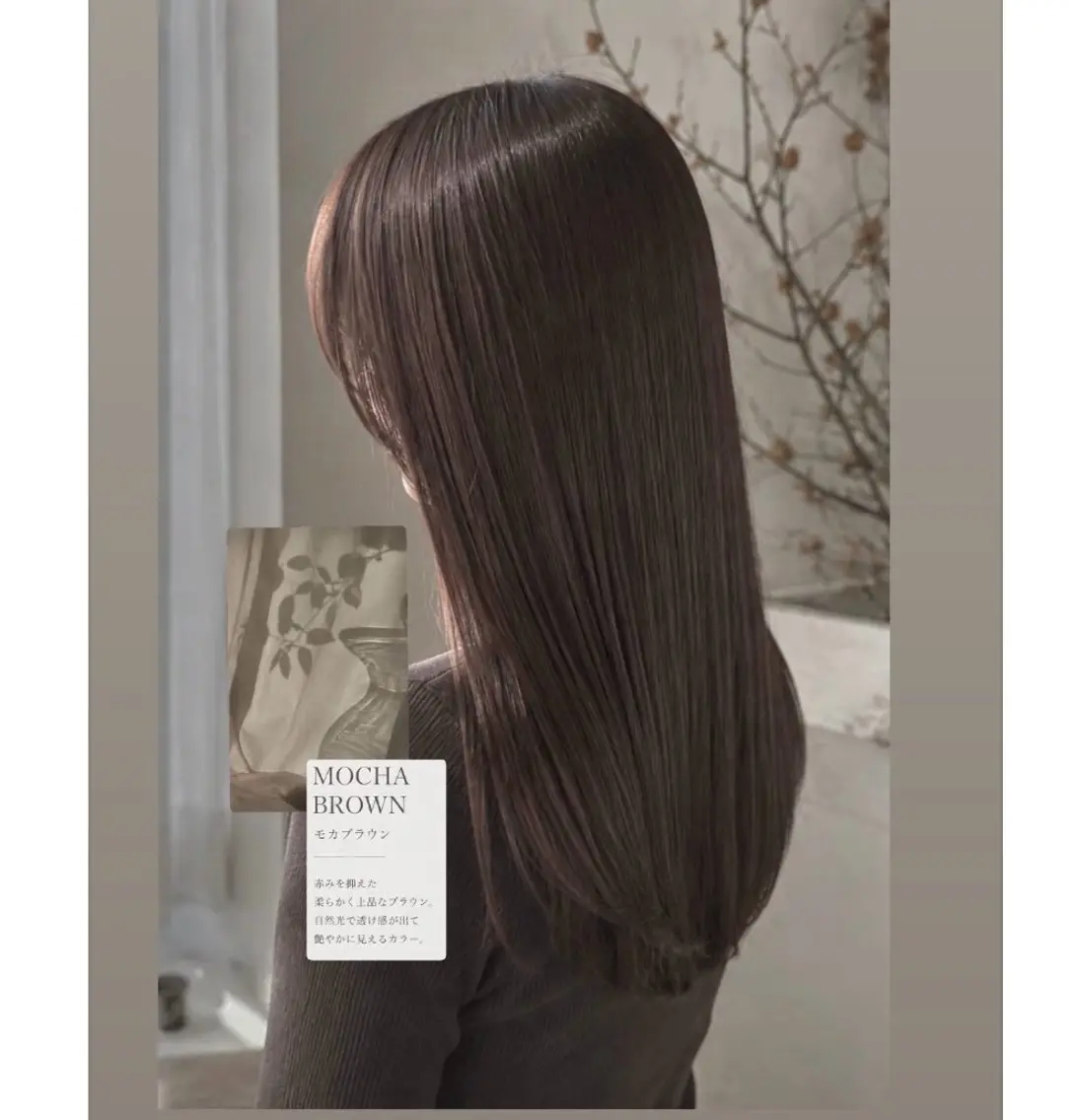 セミロング カラー ブラウンカラー モカブラウン ヘアカラー トリートメント ヒナ/酸性ストレート /髪質改善のヘアスタイル