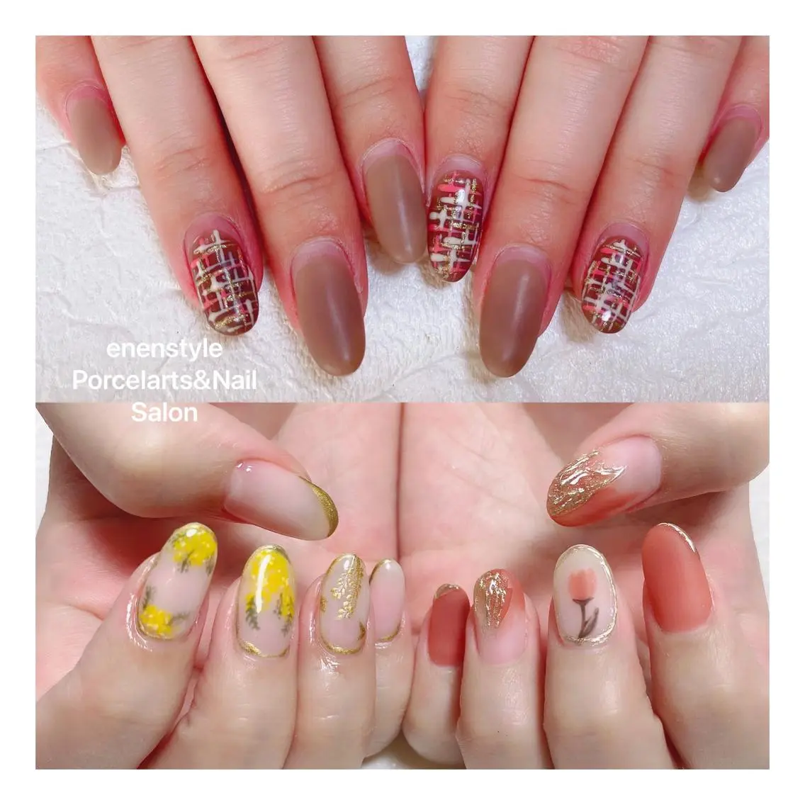 ミディアム ネイル ハンドネイル 🐾enen style 🐾のネイルデザイン