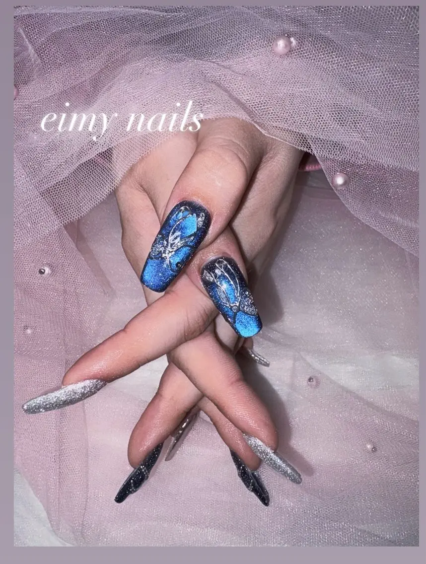 ネイル アートネイル フラッシュネイル フラッシュマグ ラメ(グリッター) マグネットネイル ハンドネイル eimy nails♡のネイルデザイン