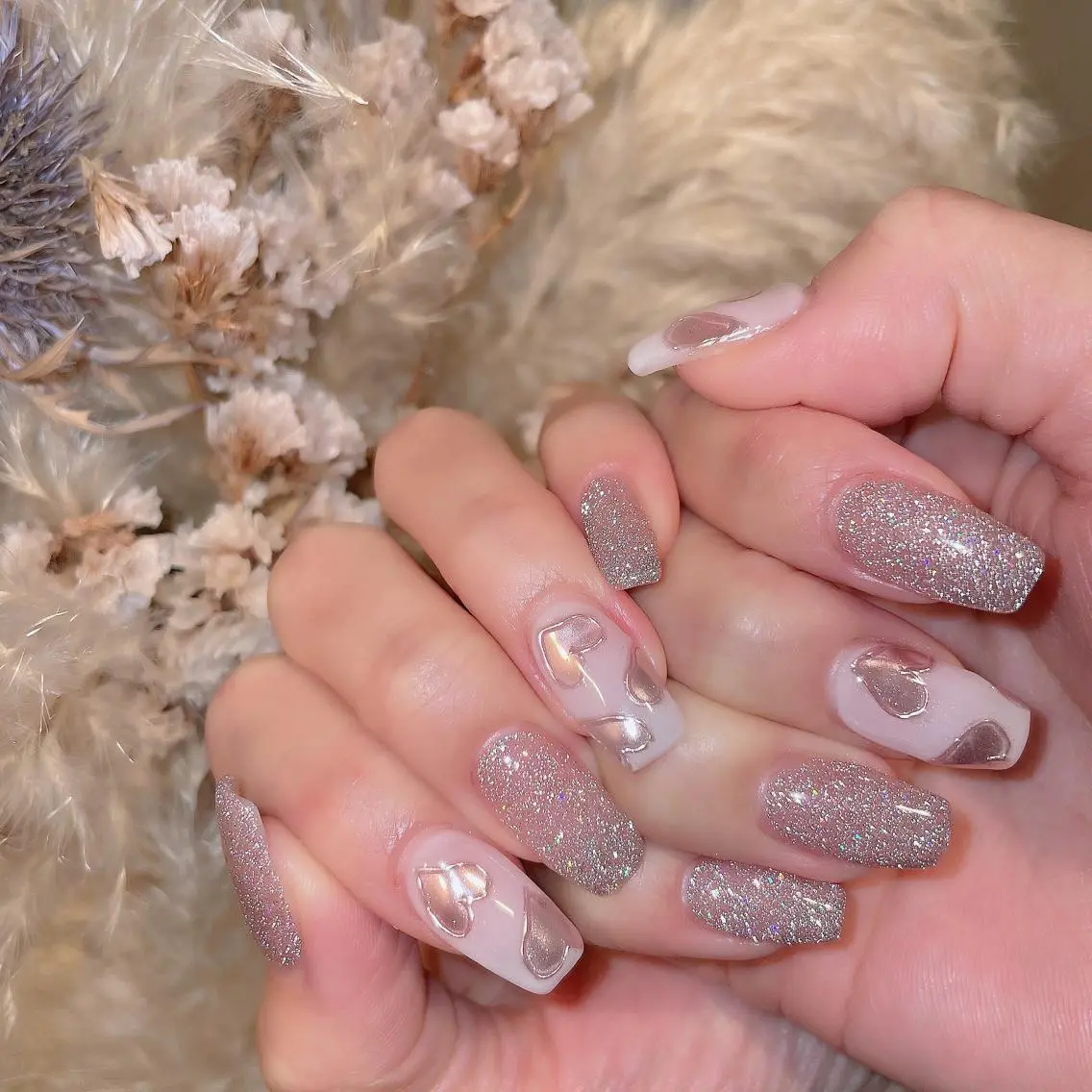 ネイル チークネイル フラッシュネイル フレンチネイル キラキラネイル 韓国ネイル ハンドネイル merci nailのネイルデザイン