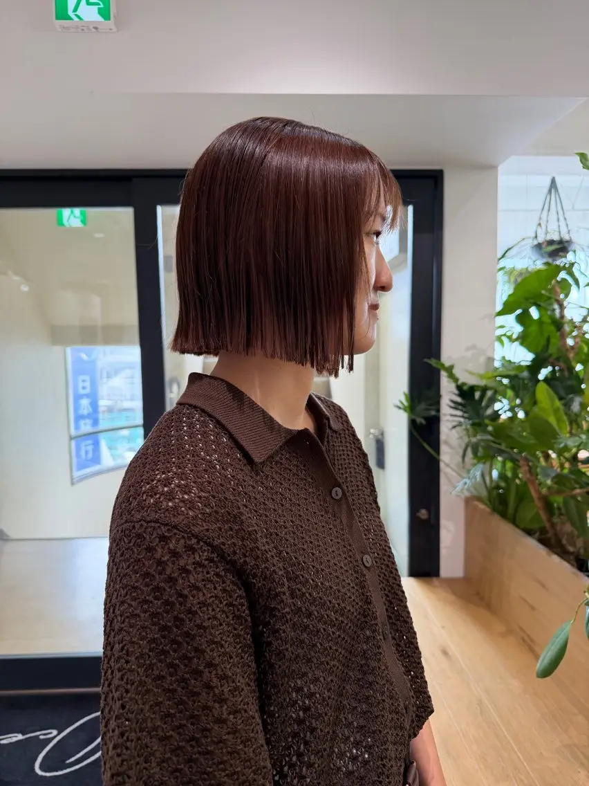 ショート 切りっぱなしボブ ボブ カット ヘアカラー トリートメント 切りっぱなし/髪質 改善矯正/さやか🫧のヘアスタイル